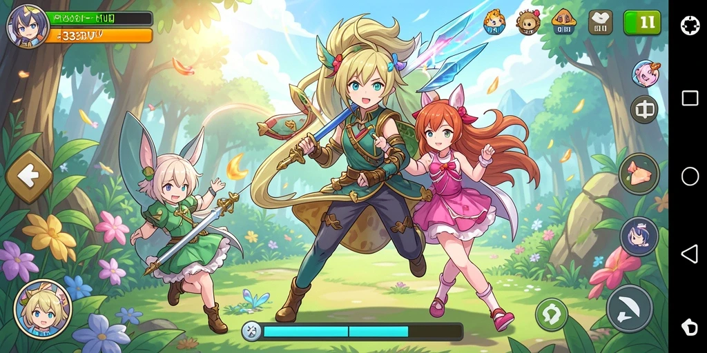 Screenshot gameplay 333V memperlihatkan pertarungan karakter Anime yang seru.