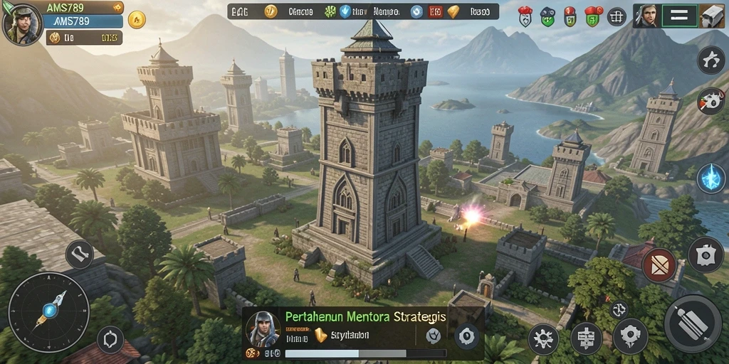 Tampilan gameplay menara pertahanan yang strategis dan menegangkan.