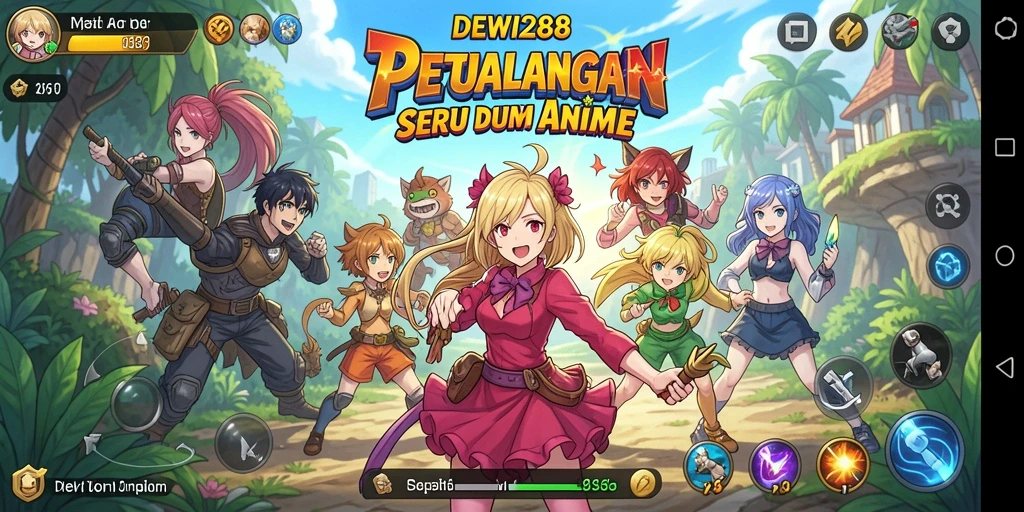 Tampilan gameplay seru dengan karakter anime ikonik.