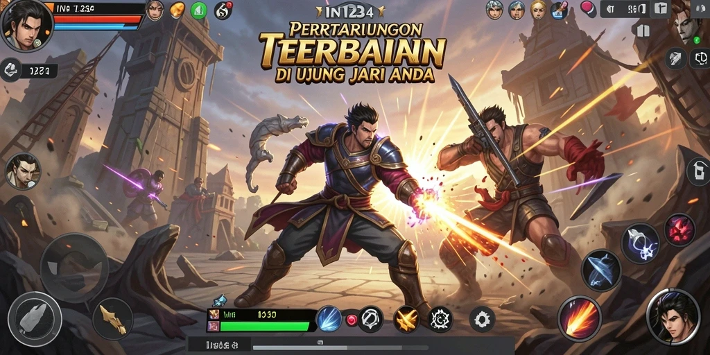 Screenshot gameplay IN1234 menampilkan pertarungan yang seru dan dinamis.