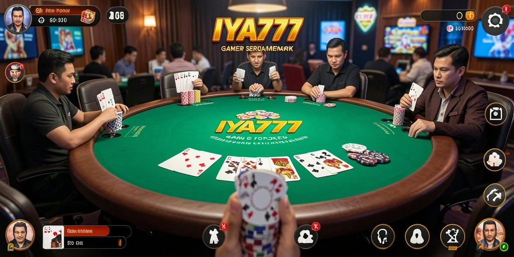 Tampilan gameplay poker yang menarik dan interaktif di IYA777.