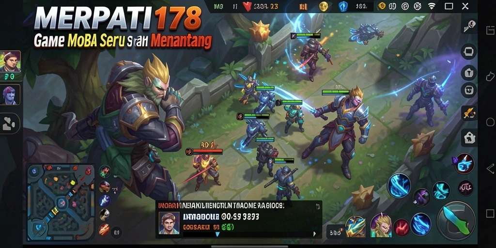 Tangkapan layar utama menampilkan aksi seru dalam game MOBA.