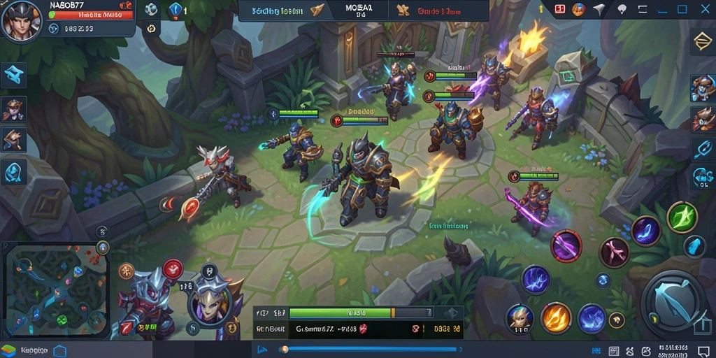 Screenshot utama NABOB77 menunjukkan aksi seru dalam pertempuran MOBA.