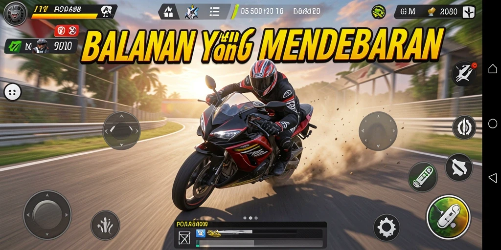 Tangkapan layar gameplay POA88 memperlihatkan balapan motor yang seru dan cepat.