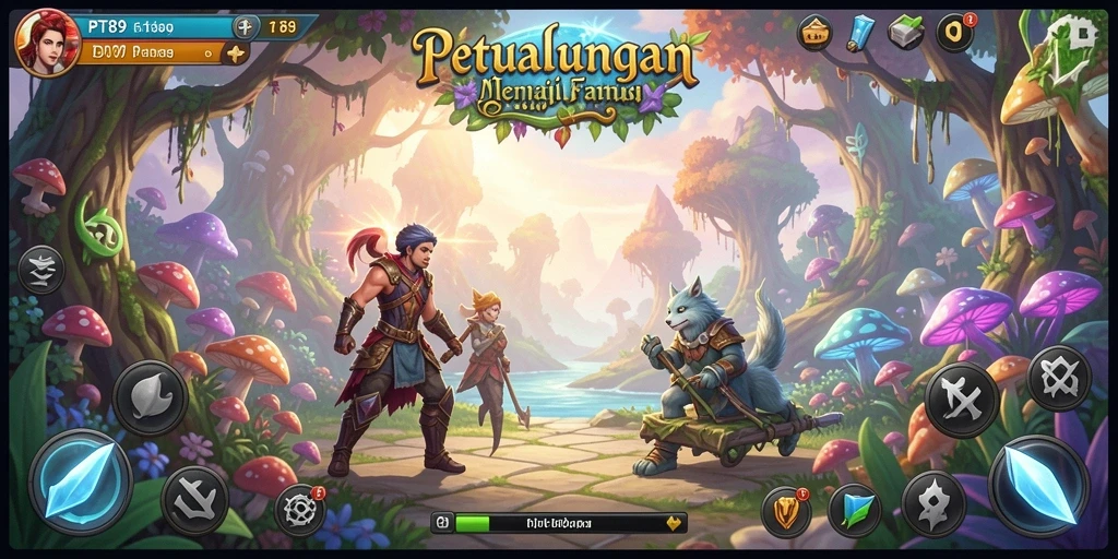 Tangkapan layar gameplay PT89 menampilkan petualangan seru di dunia fantasi.