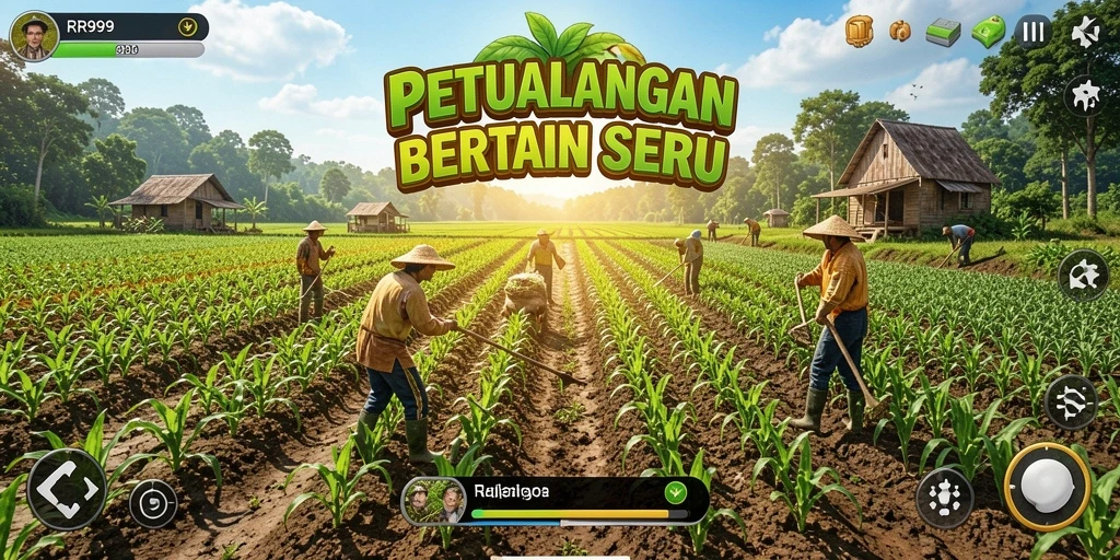 Gameplay seru RR999 menampilkan petani yang sedang bekerja di ladang.