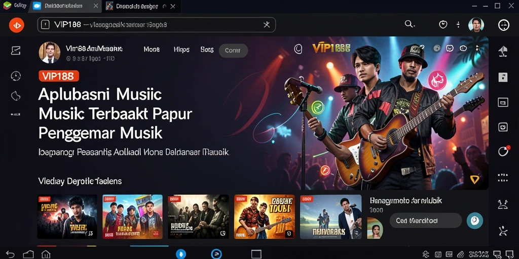 Tampilan antarmuka VIP188 dengan berbagai pilihan musik.